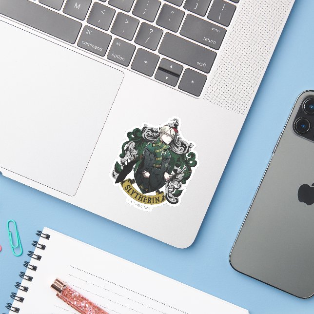 Adesivo HARRY POTTER™ | Brasão da Casa do Anime Draco Malf (Notebook com iPhone)