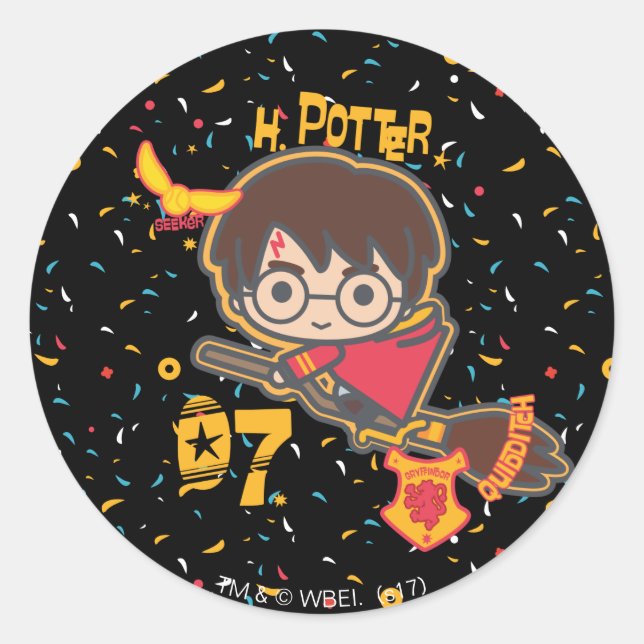 Adesivo Harry Potter Cartunista Caça Quidditch (Frente)