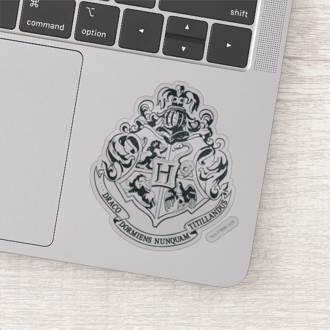 Adesivo Harry Potter| Hogwarts Crest - Preto e Branco (Detalhe)