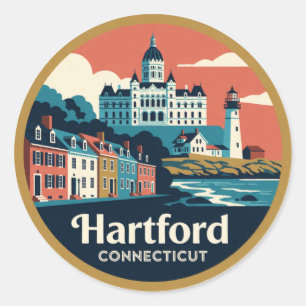 Adesivo Hartford Connecticut EUA História da Nova Inglater