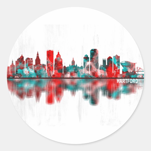 Adesivo Hartford Connecticut Skyline (Frente)