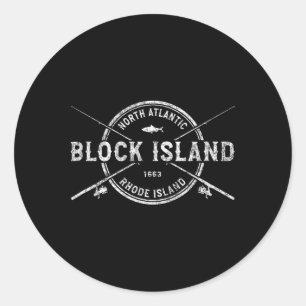 Adesivo Hastes de Pesca Cruzadas Vintage Block Island Ri