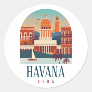 Adesivo Havana Cuba Ilha Vintage Minimal Retro Cidade