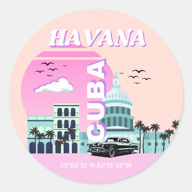 Adesivo Havana Cuba Pink Viagem Art (Frente)