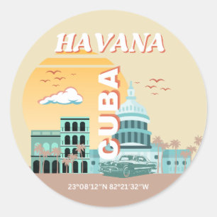 Adesivo Havana Cuba Retro Viagem Art