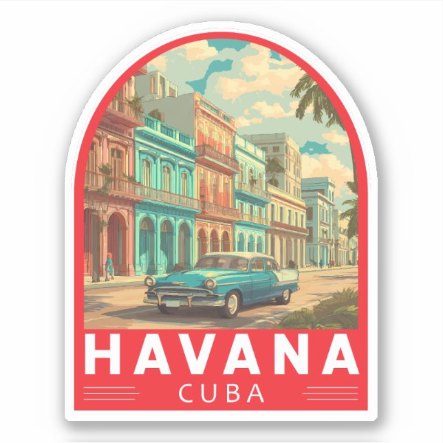 Adesivo Havana Cuba Travel Art Emblem (Frente)