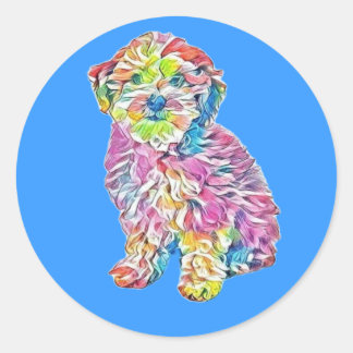 Adesivo Havanês e Poodle cruzaram o filhote sentando novam