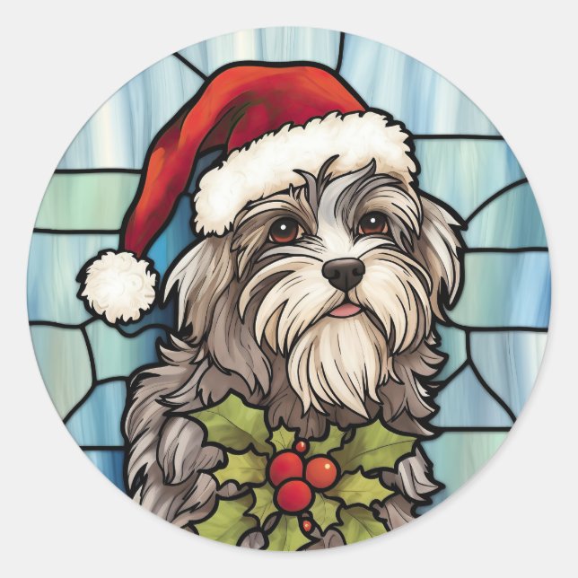 Adesivo Havanês Vidro de Cores Natal (Frente)