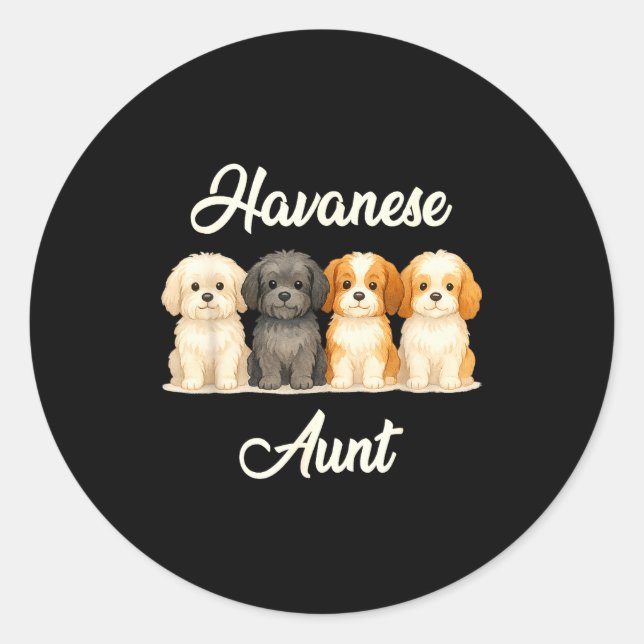 Adesivo Havanese Aunt Cute Dog Lover Gift Funny Women Pupp (Frente)