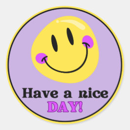 Adesivo Have a Nice Day Smiley Face Cute Round Sticker