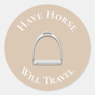 Adesivo "Have Horse Will Viagem" Inglês Stirrup Beige