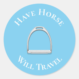 Adesivo "Have Horse Will Viagem" Inglês Stirrup Blue