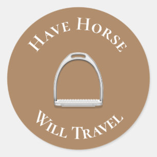 Adesivo "Have Horse Will Viagem" Inglês Stirrup Brown