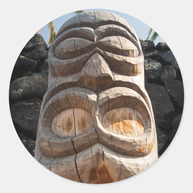 Adesivo Hawaiai Wood Tiki Ki'i Big Island Native Carving (Frente)