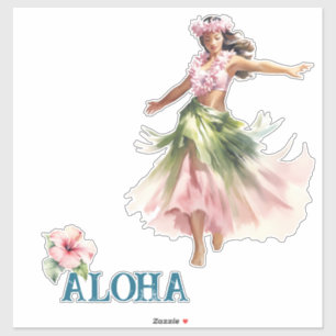 Adesivo Hawaii Aloha Dancer Hibiscus Flower