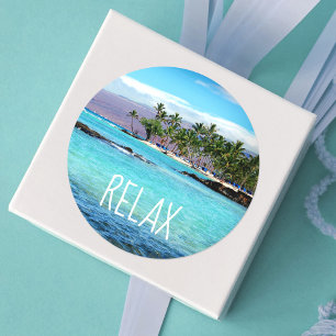Adesivo Hawaii Blue Ocean Green Palm Trees Beach Relax