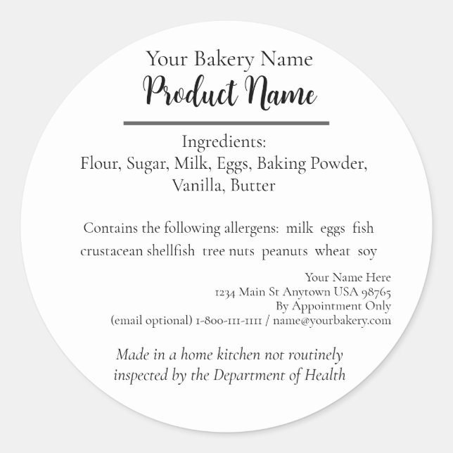 Adesivo Hawaii Cottage Comida Business White Baking Label (Frente)