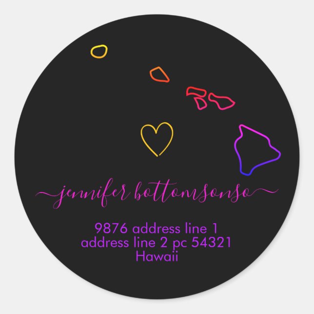 Adesivo Hawaii devolve endereço Signature arco-íris (Frente)