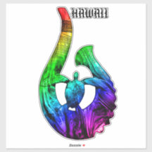Hawaii Honu Tribal Hook Neon Arco-íris