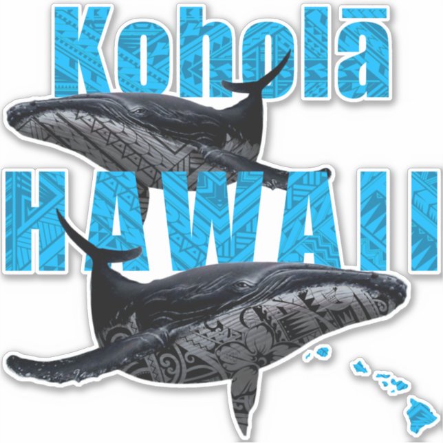 ADESIVO HAWAII POLINESIANO TRIBAL HUMPBACKS NAS ILHAS HAWA (Frente)