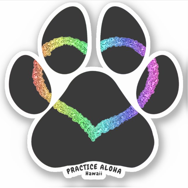 Adesivo Hawaii Practice Aloha - Puppy Love Rainbow (Frente)