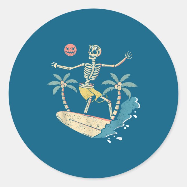 Adesivo Hawaii Surfer Skeleton Halloween Beach Y Soky Surf (Frente)