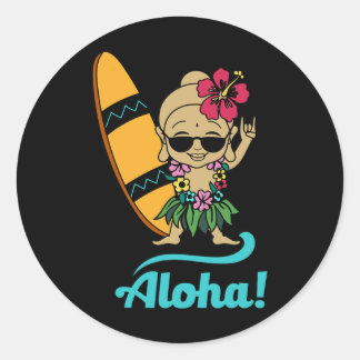 Adesivo Hawaiian Surfing Buddha Aloha Hawaii Beach Yoga 