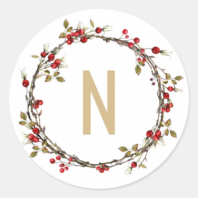 Adesivo Hawthorn Wreath Monogramas Stickers (Frente)