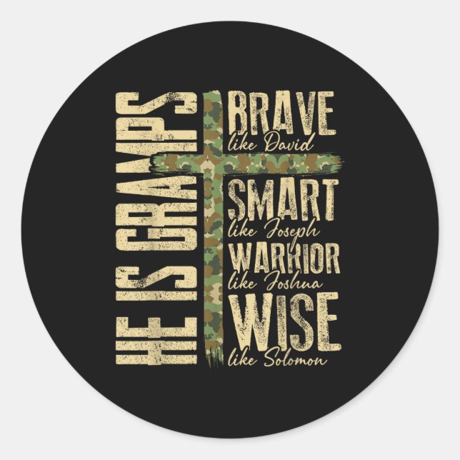 Adesivo He Is Gramps Camo Religious Father's Day Christian (Frente)