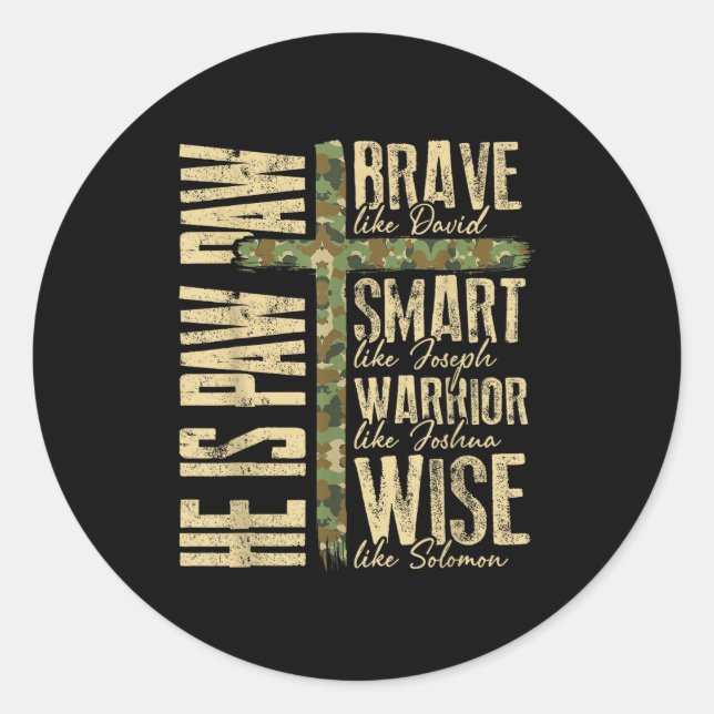 Adesivo He Is Paw Paw Camo Religious Fathers Day Christian (Frente)