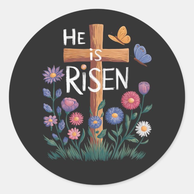 Adesivo He Is Risen Jesus Floral Christian Easter (Frente)