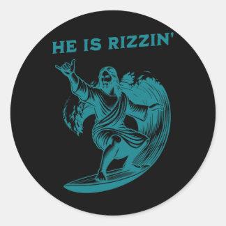 Adesivo He Is Rizzin Jesus Surfing Funny Retro Easter Vint