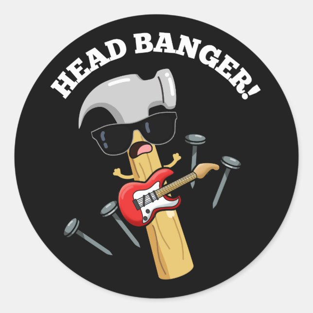 Adesivo Head Banger - Música Engraçada Puns Escuros BG (Frente)
