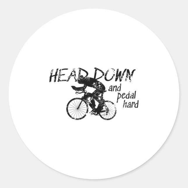 Adesivo Head Down And Pedal Hard Bike Cycling Motivation T (Frente)