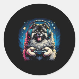 Adesivo Headphone Jogo de Vídeo Keeshond Cachorro Jogos 
