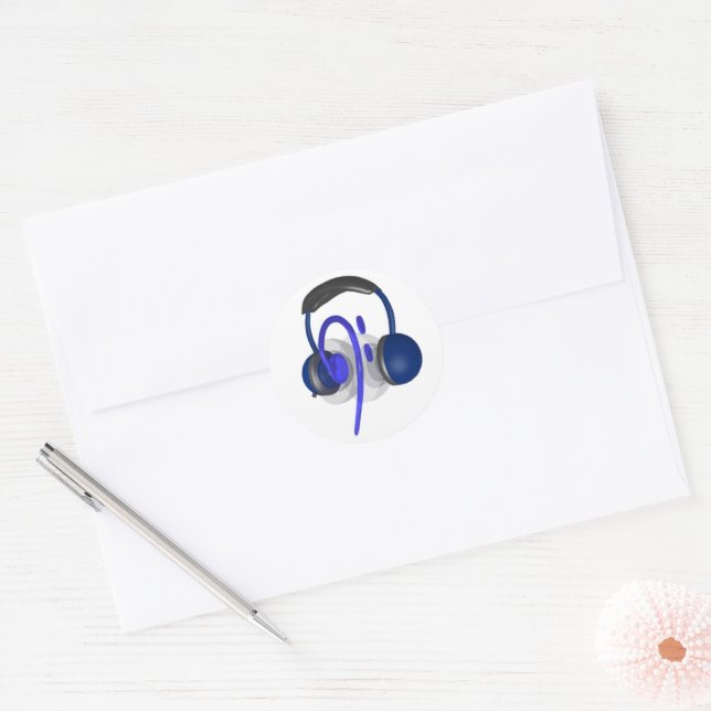 Adesivo Headset Azul Tocando Algum Bass Clássico (Envelope)