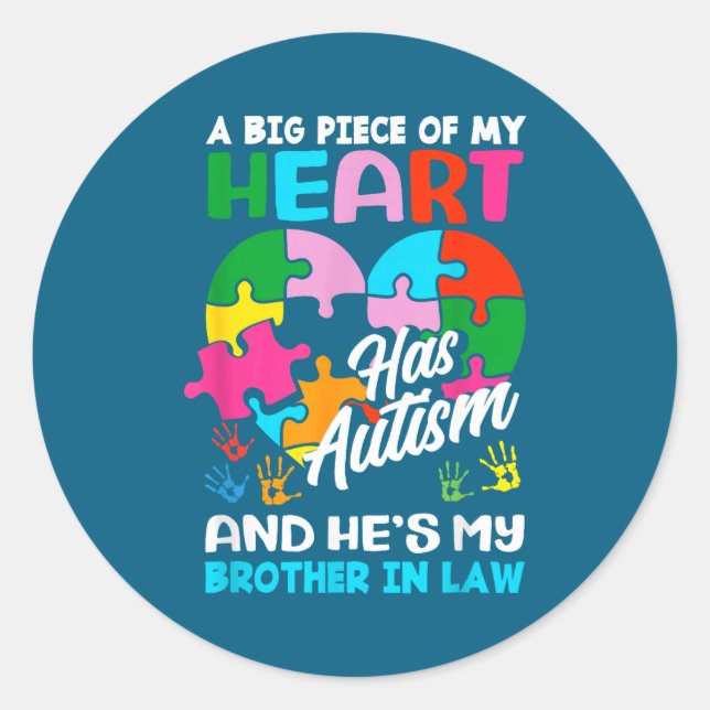 Adesivo Heart Brother-in-law Autism Awareness Puzzle Ece R (Frente)