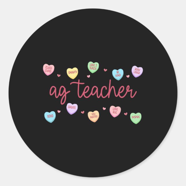 Adesivo Heart Candy Ag Agriculture Teacher Valentines Farm (Frente)