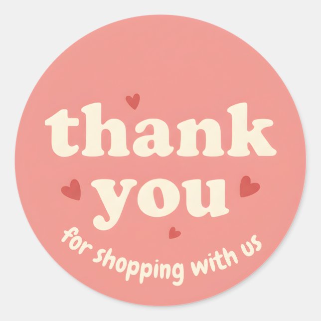 Adesivo Heart Design Thank You Business Sticker (Frente)