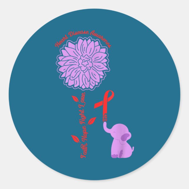 Adesivo Heart Disease Awareness Faith Hope Fight Love Card (Frente)