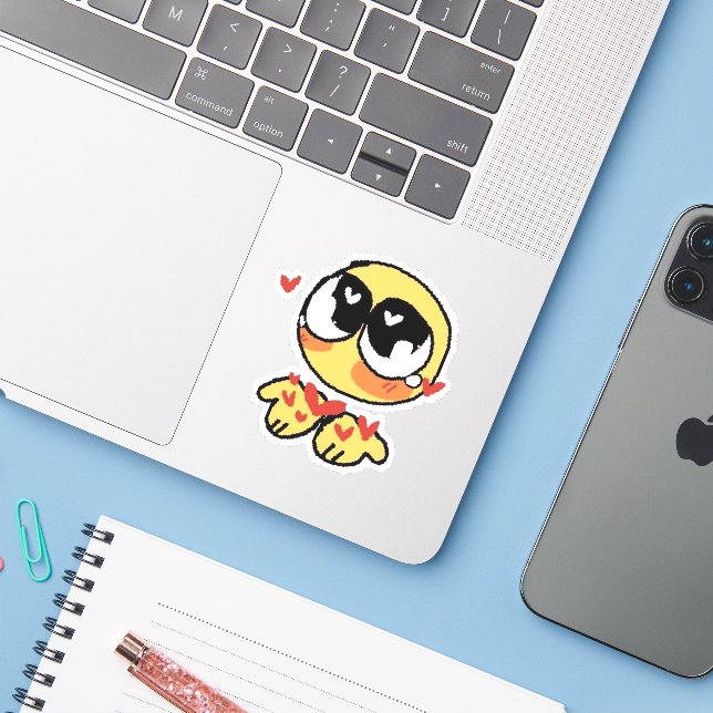 Adesivo Heart emoji reação engraçada imitação na internet (Notebook com iPhone)