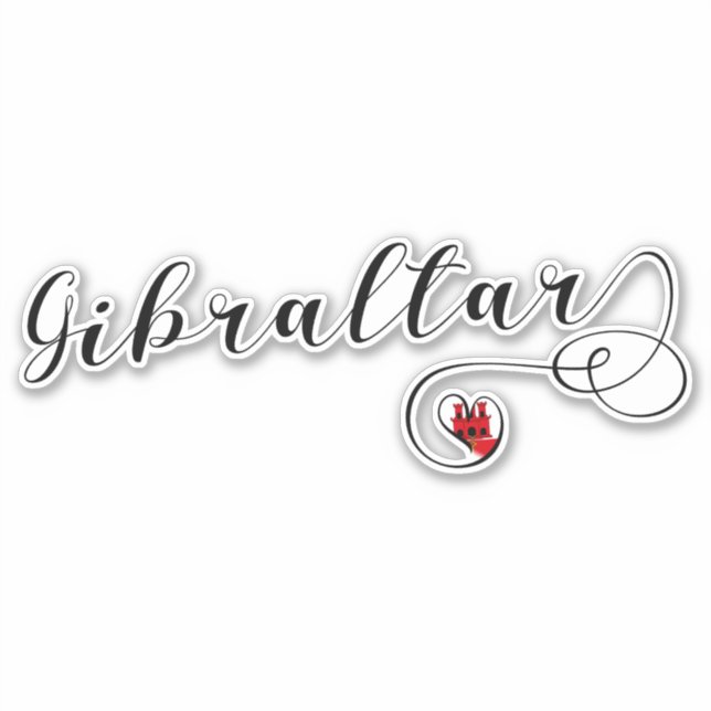 Adesivo Heart Gibraltar Flag, I Love Gibraltar, Llanitos (Frente)