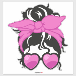 Adesivo Heart Glasses Messy Bun Sticker (2"–14") 