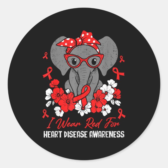 Adesivo Heart Health Elephant Red Ribbon Heart Disease Awa (Frente)