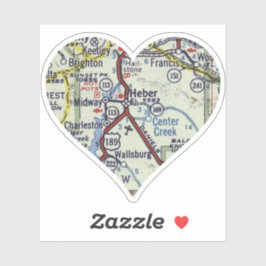 Adesivo Heart Heber Utah Vintage Map