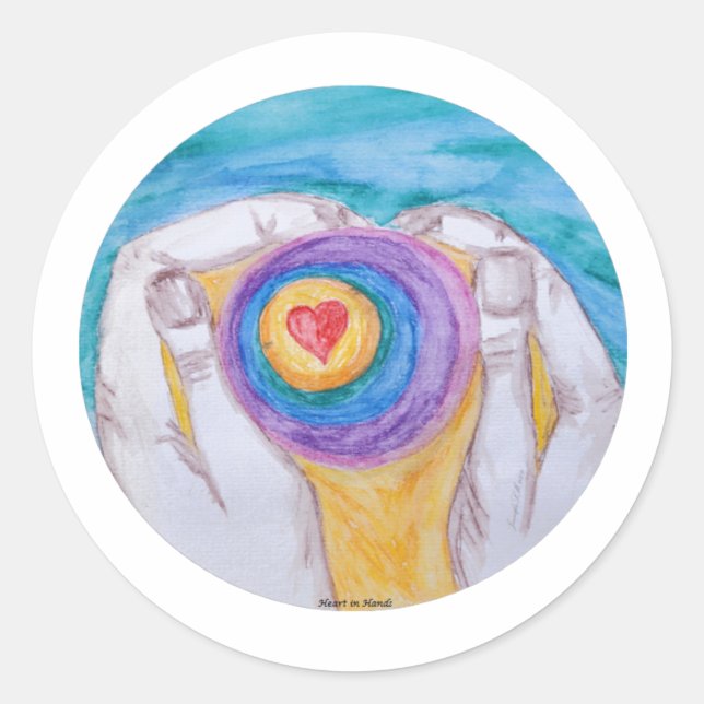 Adesivo Heart In Hands Circle, No Saying, Title, Dig Sig (Frente)