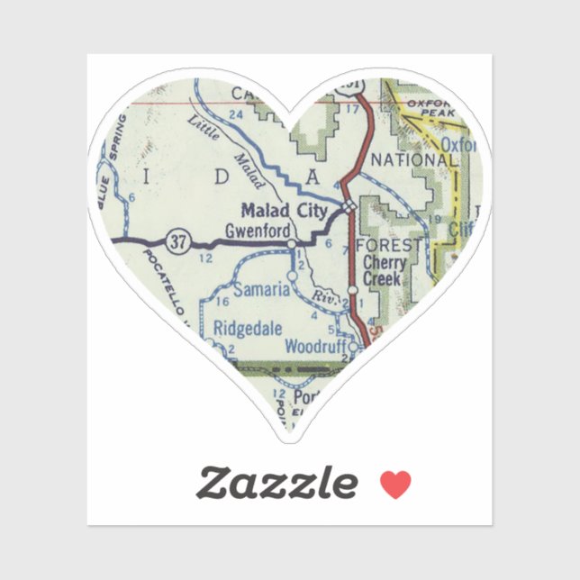 Adesivo Heart Malad City Idaho (Folha)