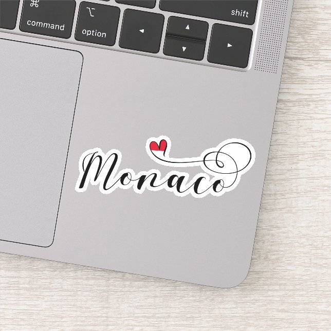 Adesivo Heart Mônaco, Mônaco Flag, eu amo Mônaco (Detalhe)