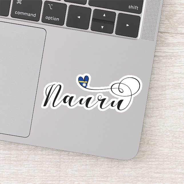 Adesivo Heart Nauru Flag, I Love Nauru, República de Nauru (Detalhe)