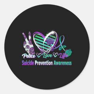 Adesivo Heart Ribbon Rosa Peace Love Mental Health Suicídi